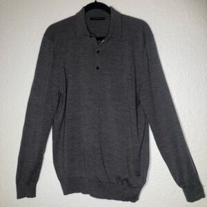 Charles Tyrwhitt Gray 100% Merino Wool Polo sweater